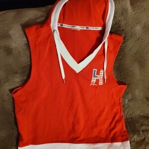 Tommy Hilfiger Sport Red & White Sleeveless Hoodie